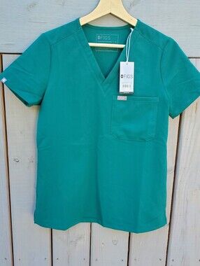 NEW! Figs Women's Catarina One-Pocket Scrub Top XS Hunter Green PO 3456 Nursing